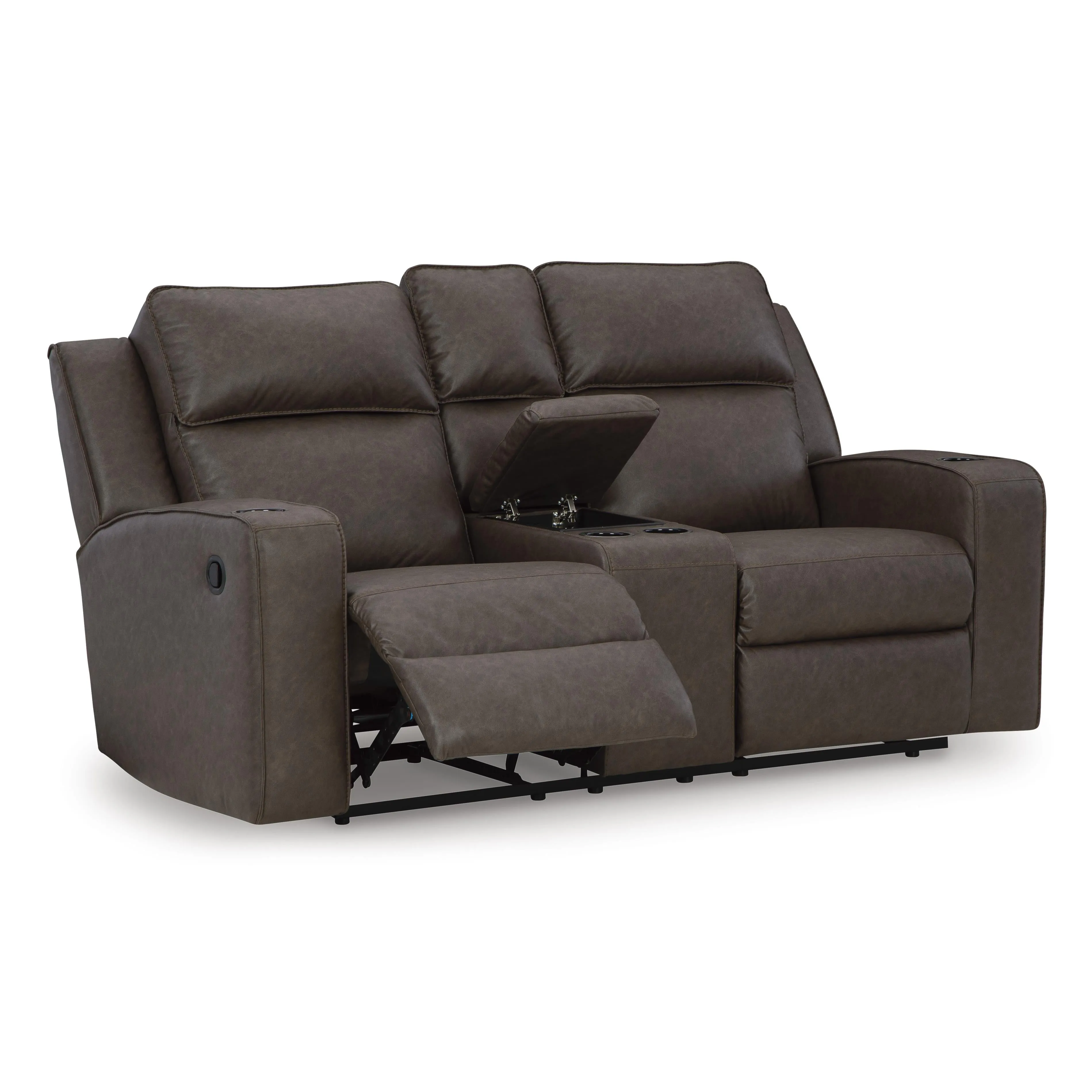 Signature Design by Ashley Lavenhorne Reclining Leather Look Loveseat with Console 6330694