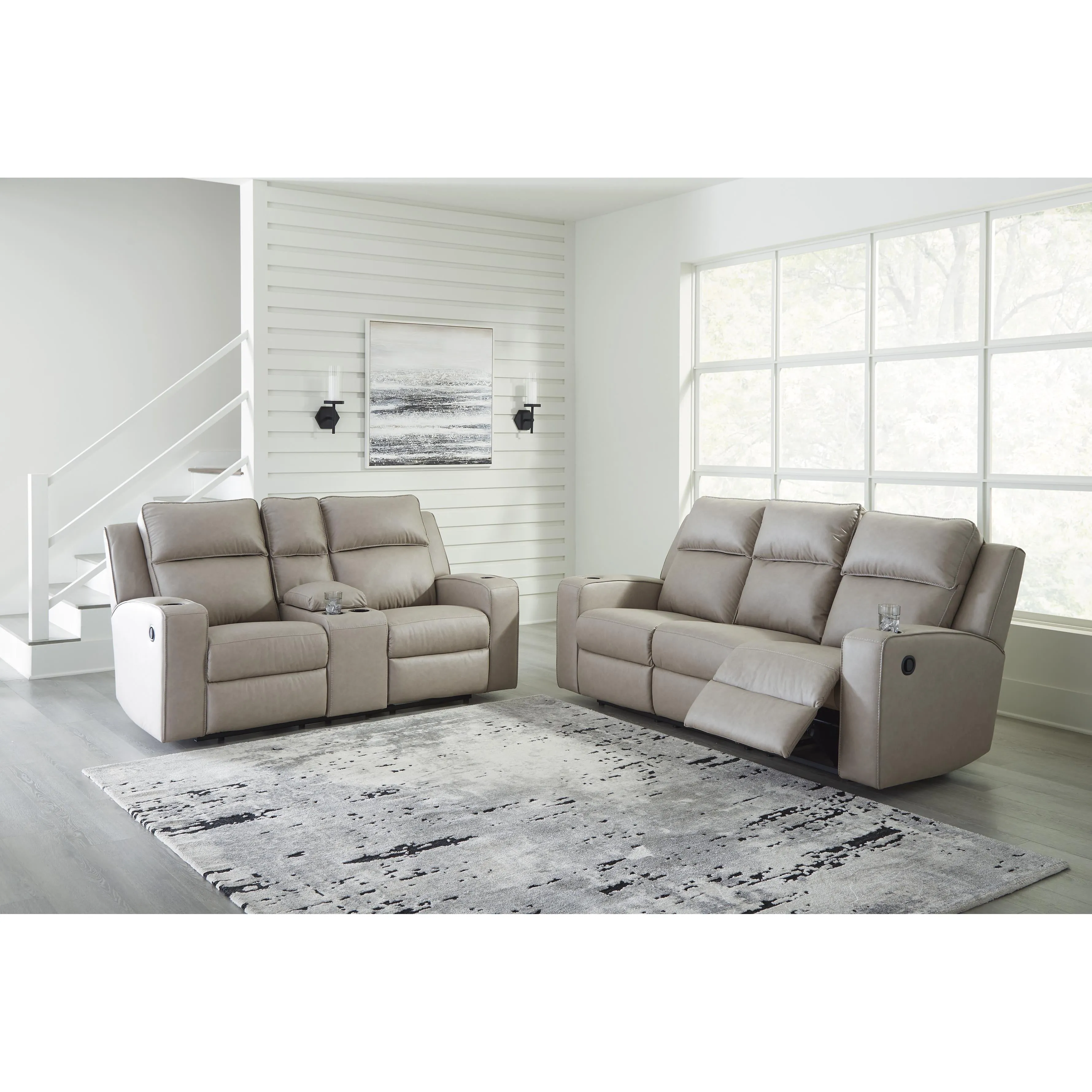 Signature Design by Ashley Lavenhorne Reclining Leather Look Loveseat with Console 6330794C