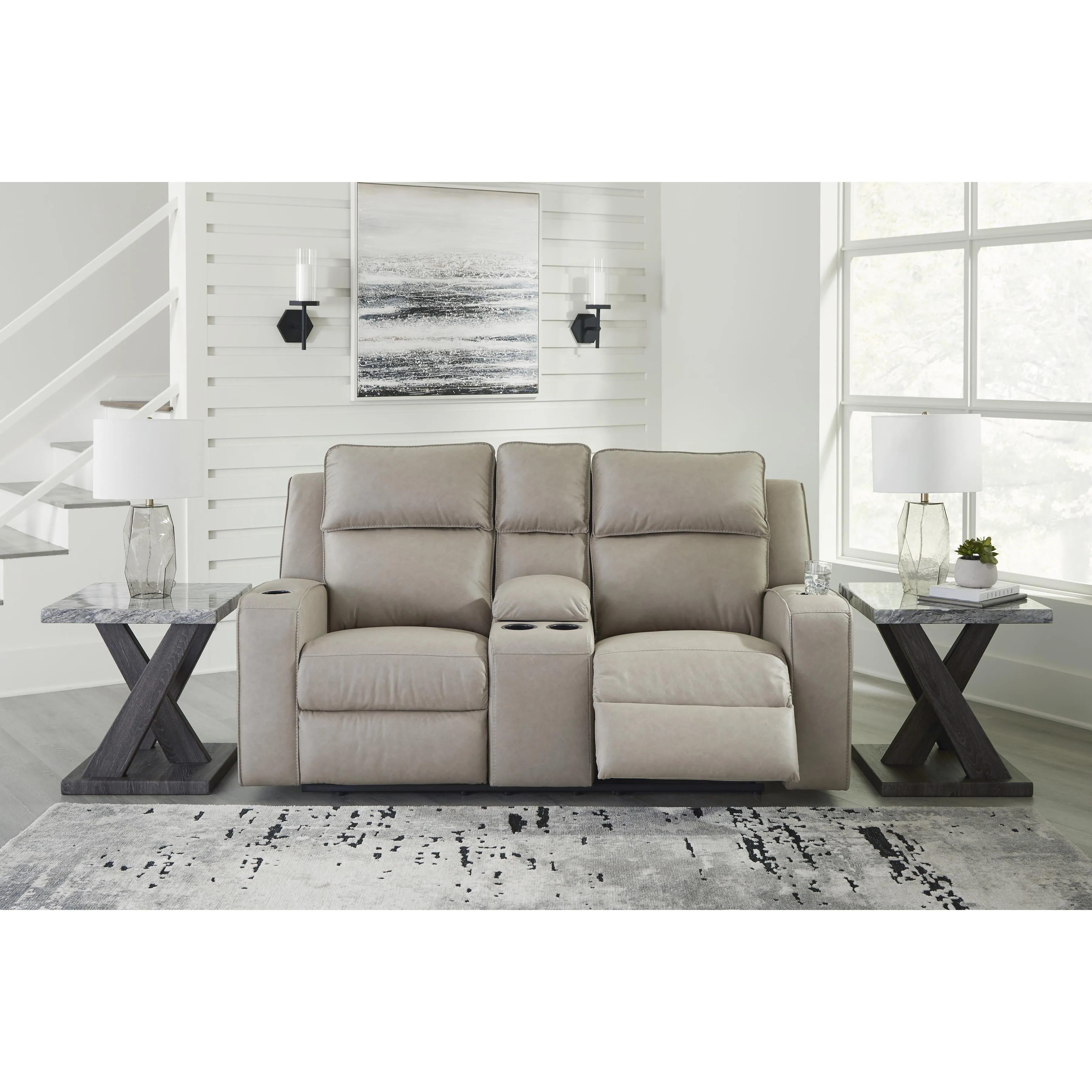 Signature Design by Ashley Lavenhorne Reclining Leather Look Loveseat with Console 6330794C