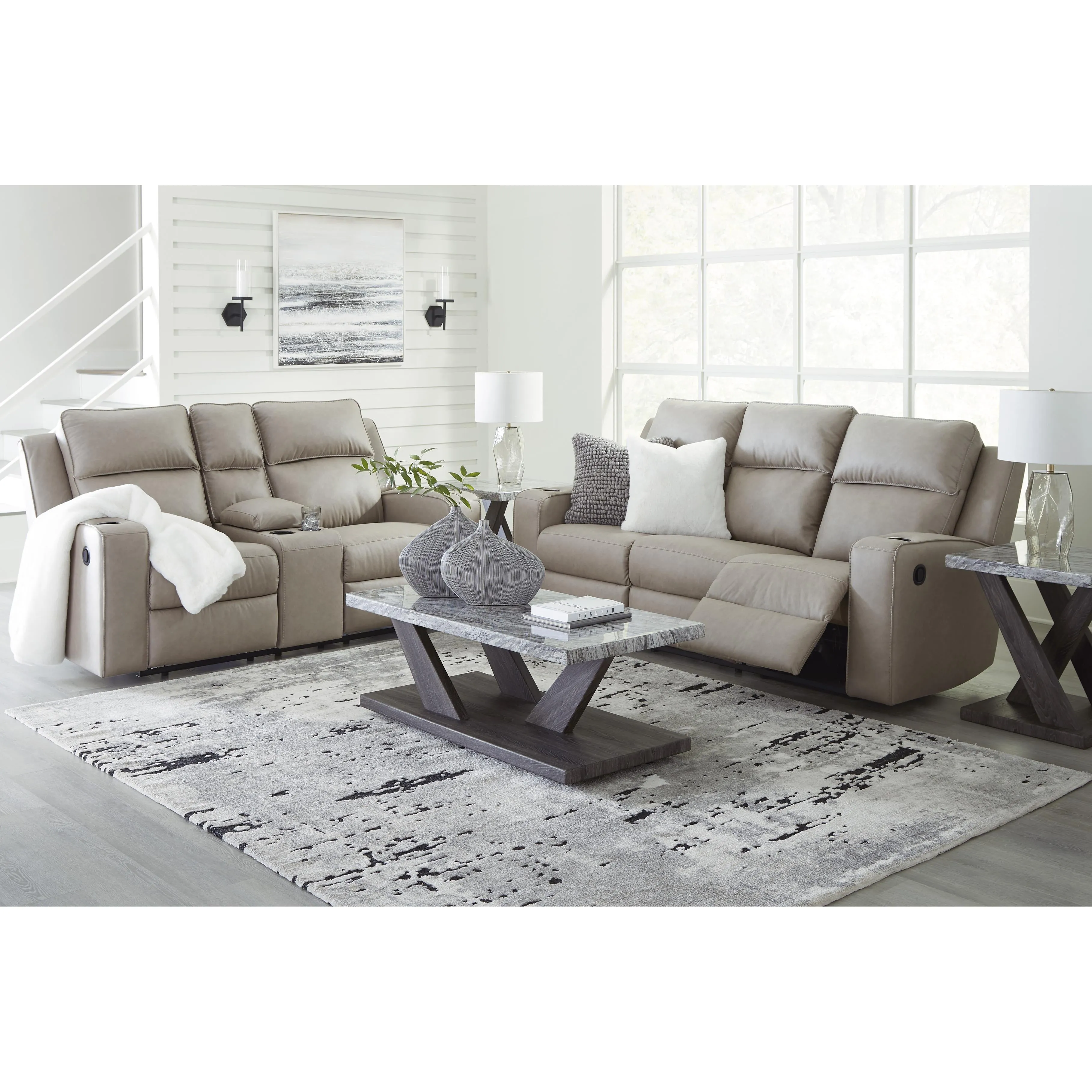 Signature Design by Ashley Lavenhorne Reclining Leather Look Loveseat with Console 6330794C