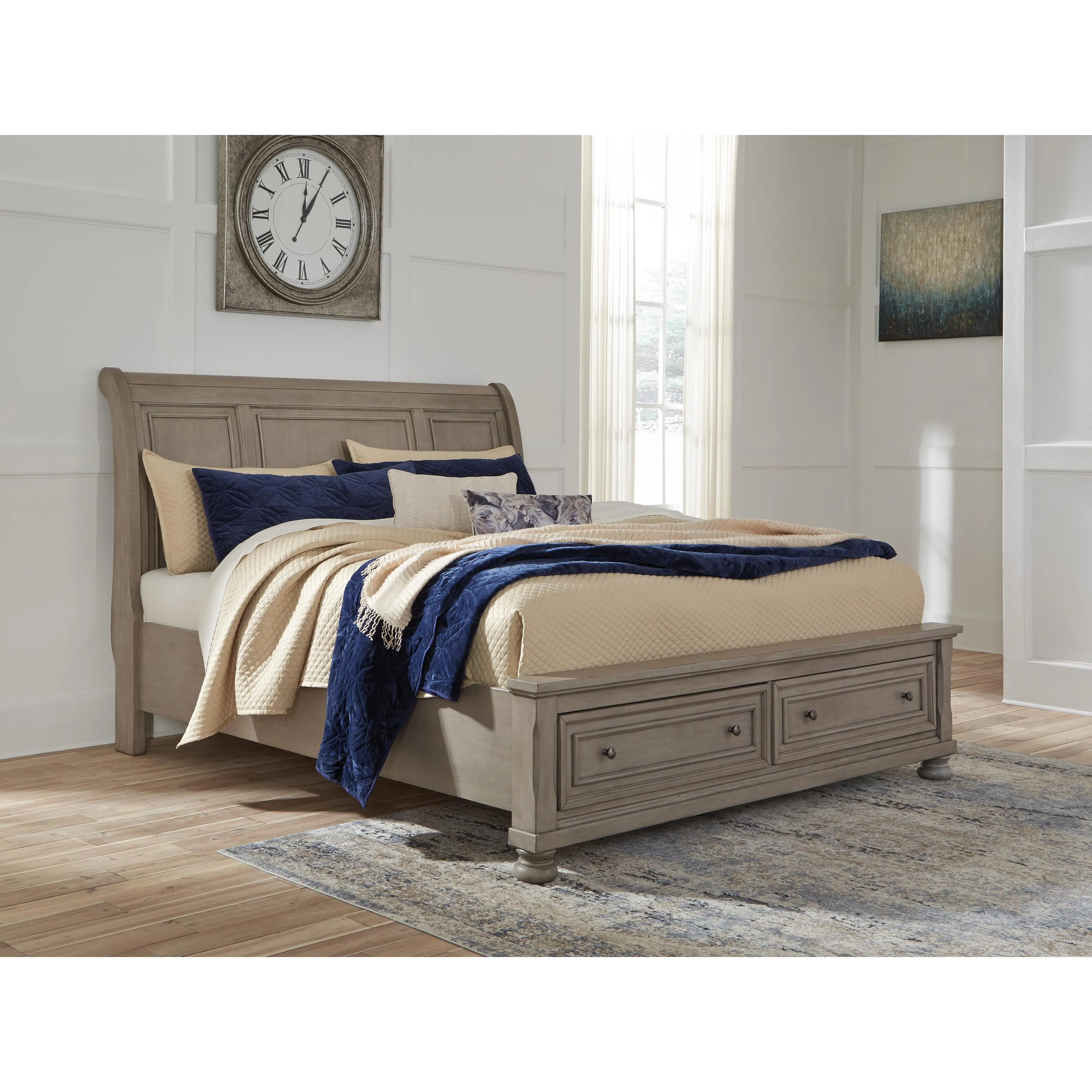 Signature Design by Ashley Lettner B733 7 pc King Sleigh Storage Bedroom Set