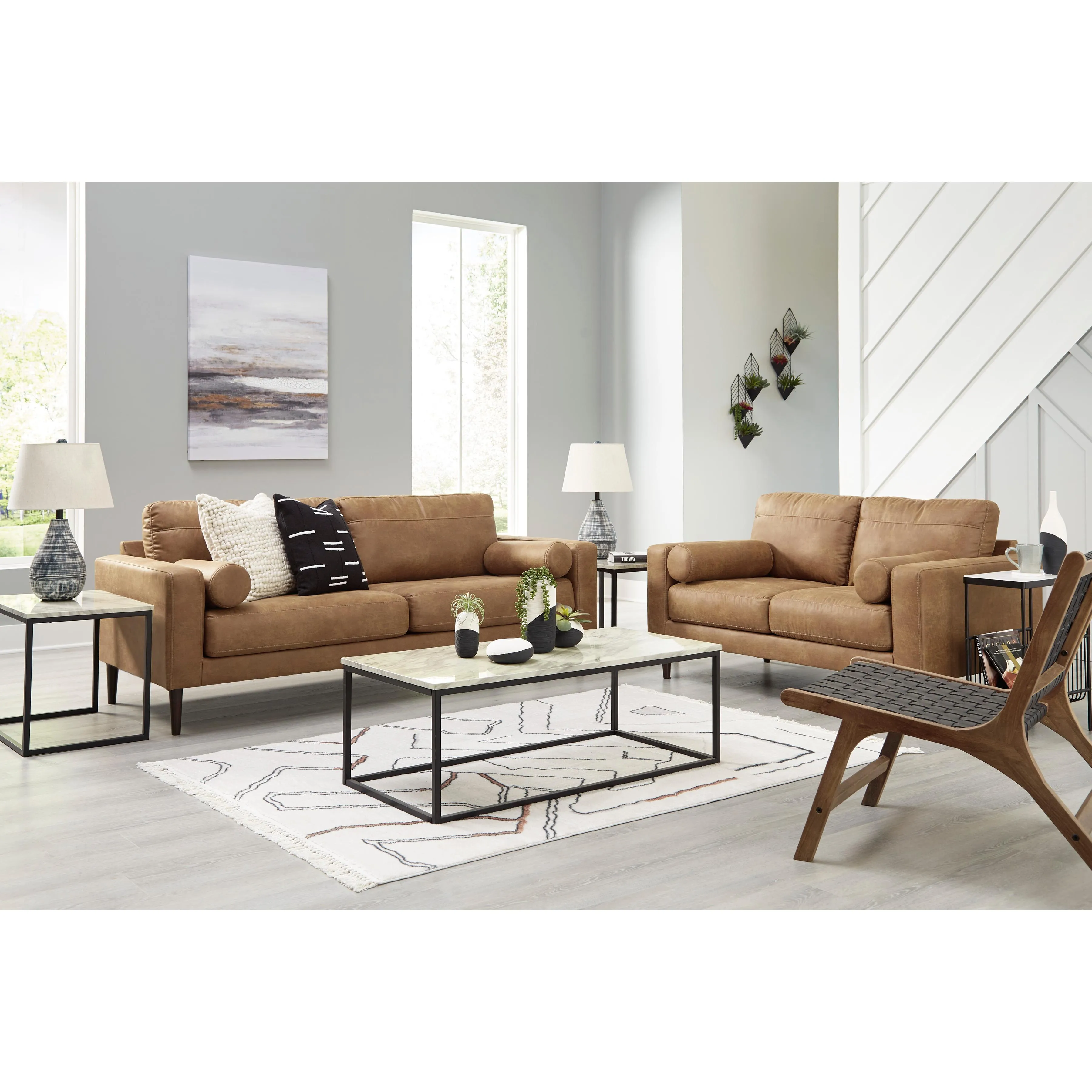 Signature Design by Ashley Telora Stationary Leather Look Loveseat 4100235