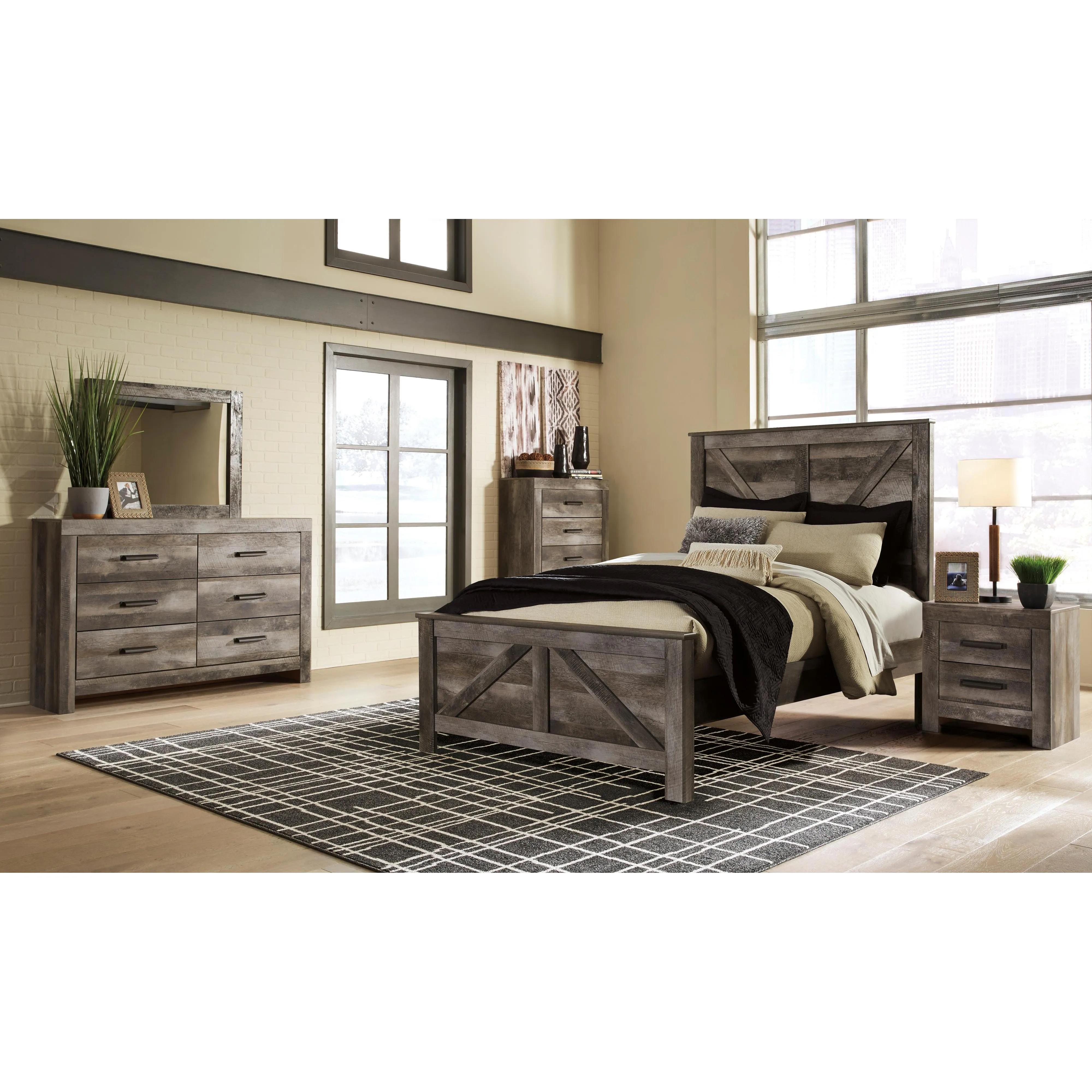 Signature Design by Ashley Wynnlow B440B24 6 pc Queen Crossbuck Panel Bedroom Set