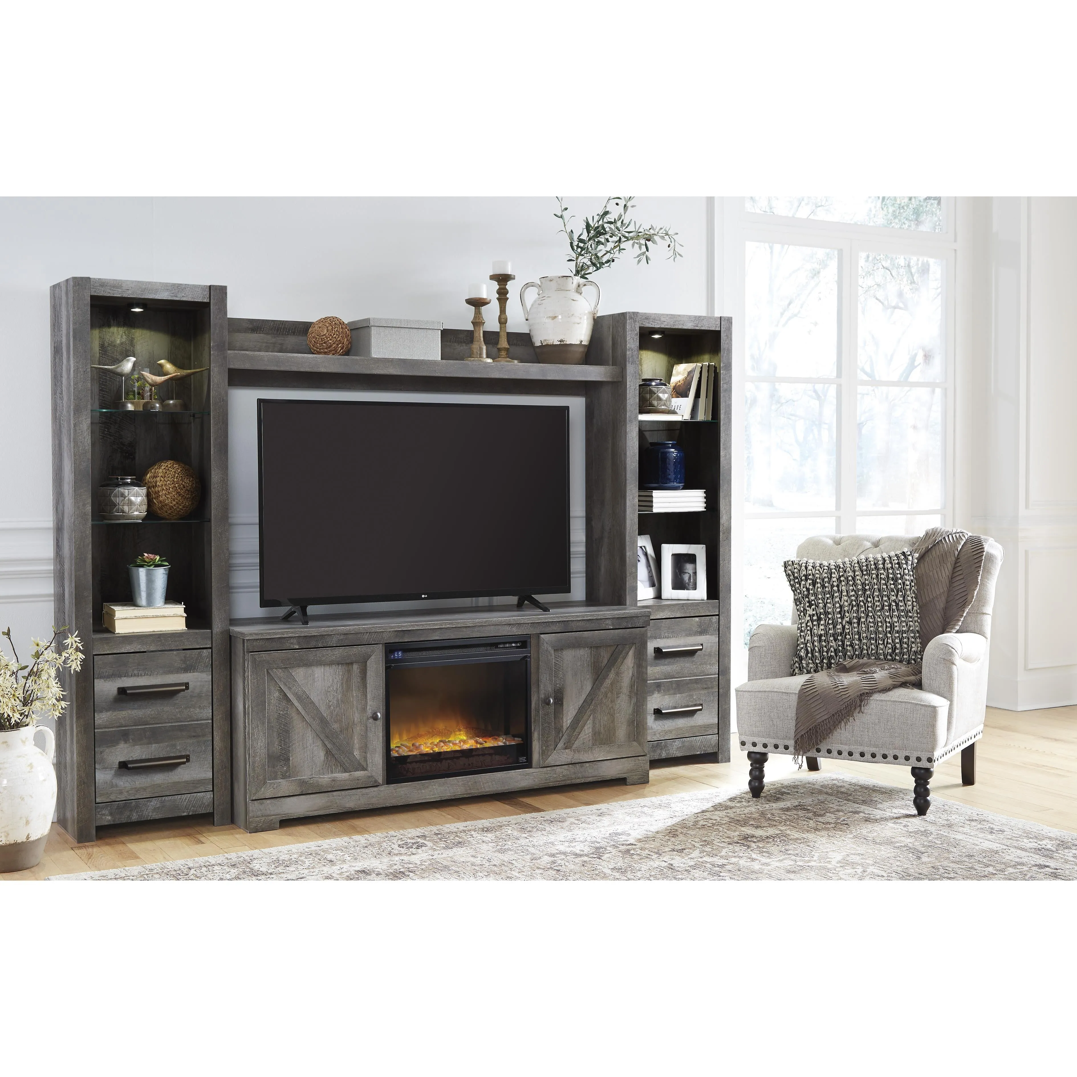 Signature Design by Ashley Wynnlow W440W5 4 pc Entertainment Center with Electric Fireplace