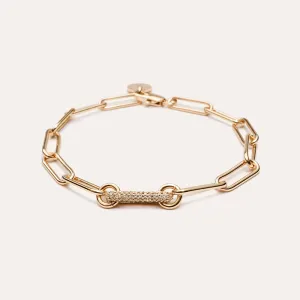 Signature Pavé Link Chain Bracelet in 14kt Gold Over Sterling Silver