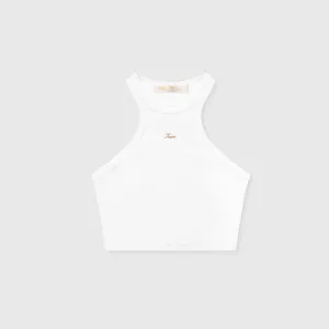 Signature Ribbed Crop Tank - White