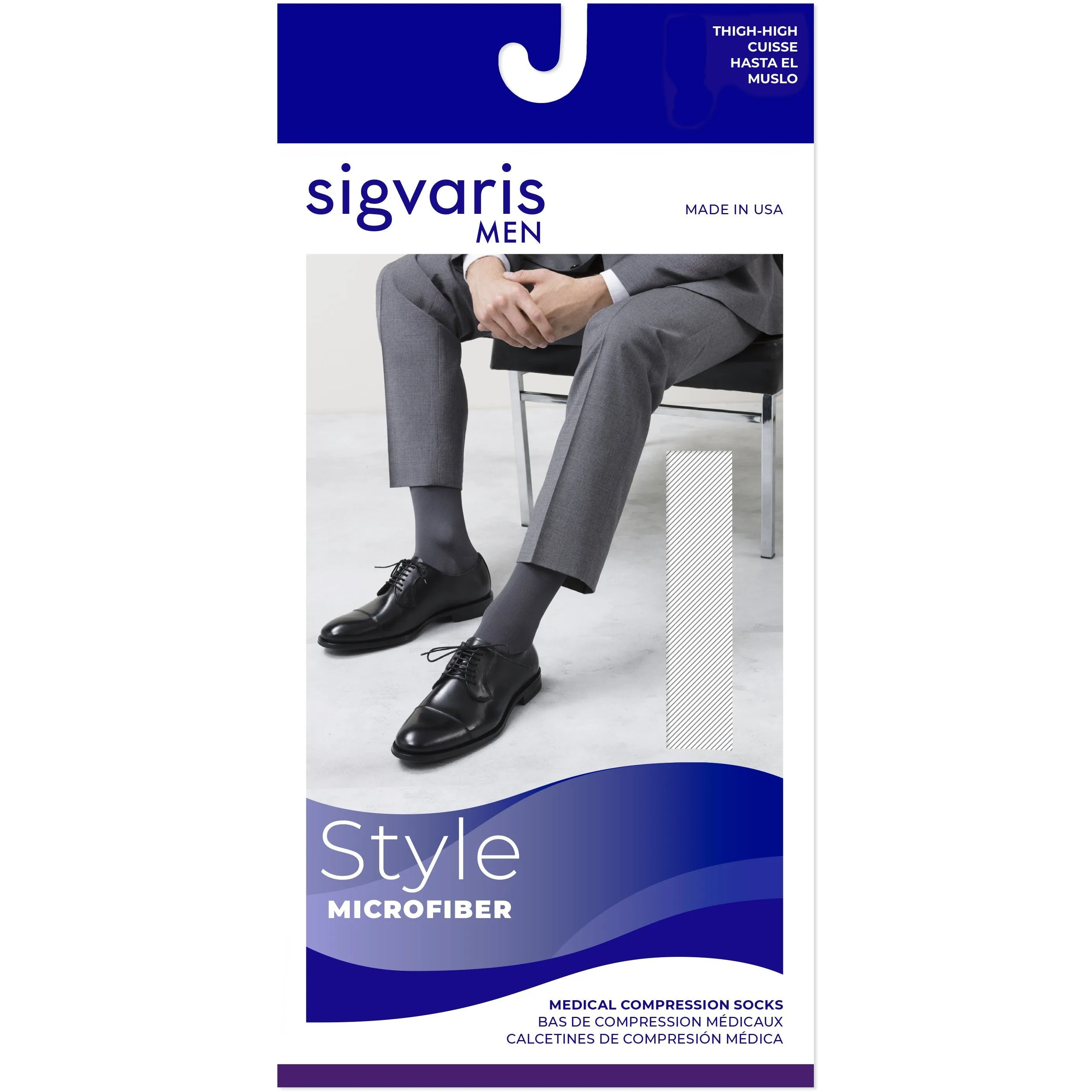 Sigvaris Microfiber Men's Thigh High 20-30 mmHg