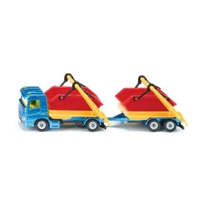 SIKU 1695 HGV with Skip and Trailer Set - Blue