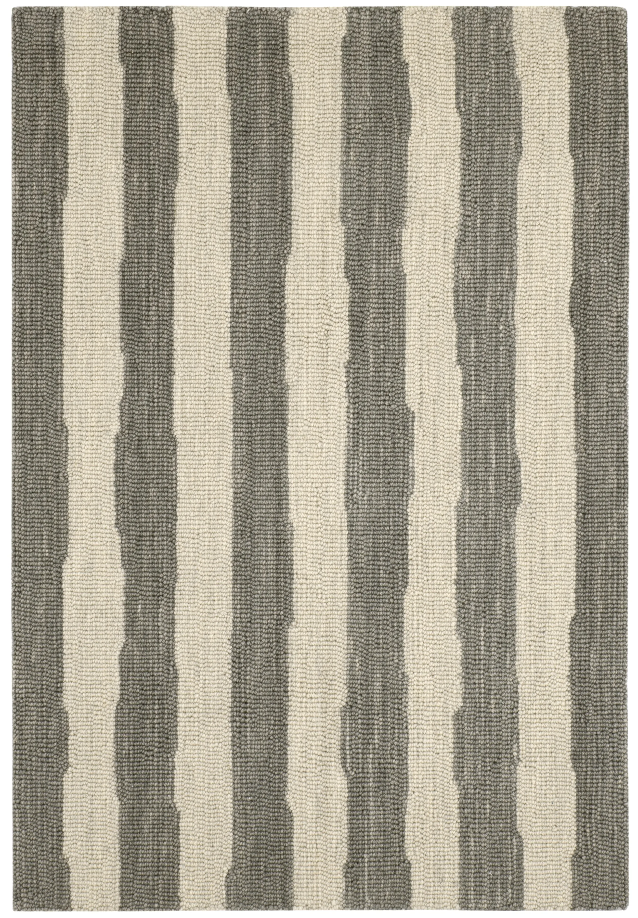 Silas Stripe Grey Hand Micro Hooked Wool Rug