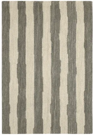 Silas Stripe Grey Hand Micro Hooked Wool Rug