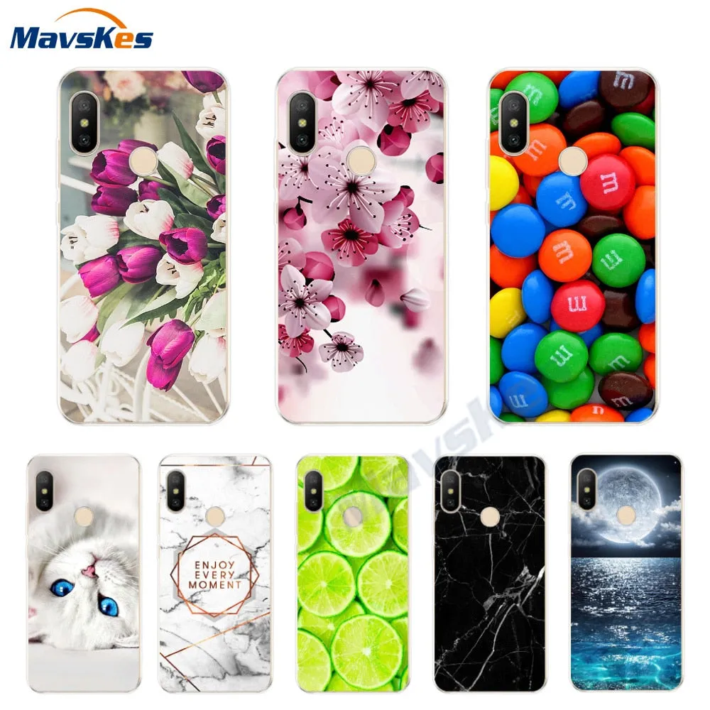 Silicone Case For Xiaomi Mi A2 Case Cover for Xiaomi Mi A2 Lite Case Soft TPU Pattern phone Case on Xiaomi MiA2 lite Redmi 6 Pro