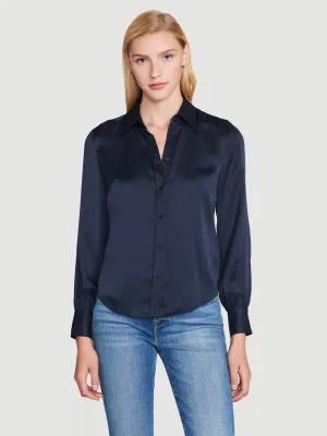 Silk 70s Shirt -- Navy