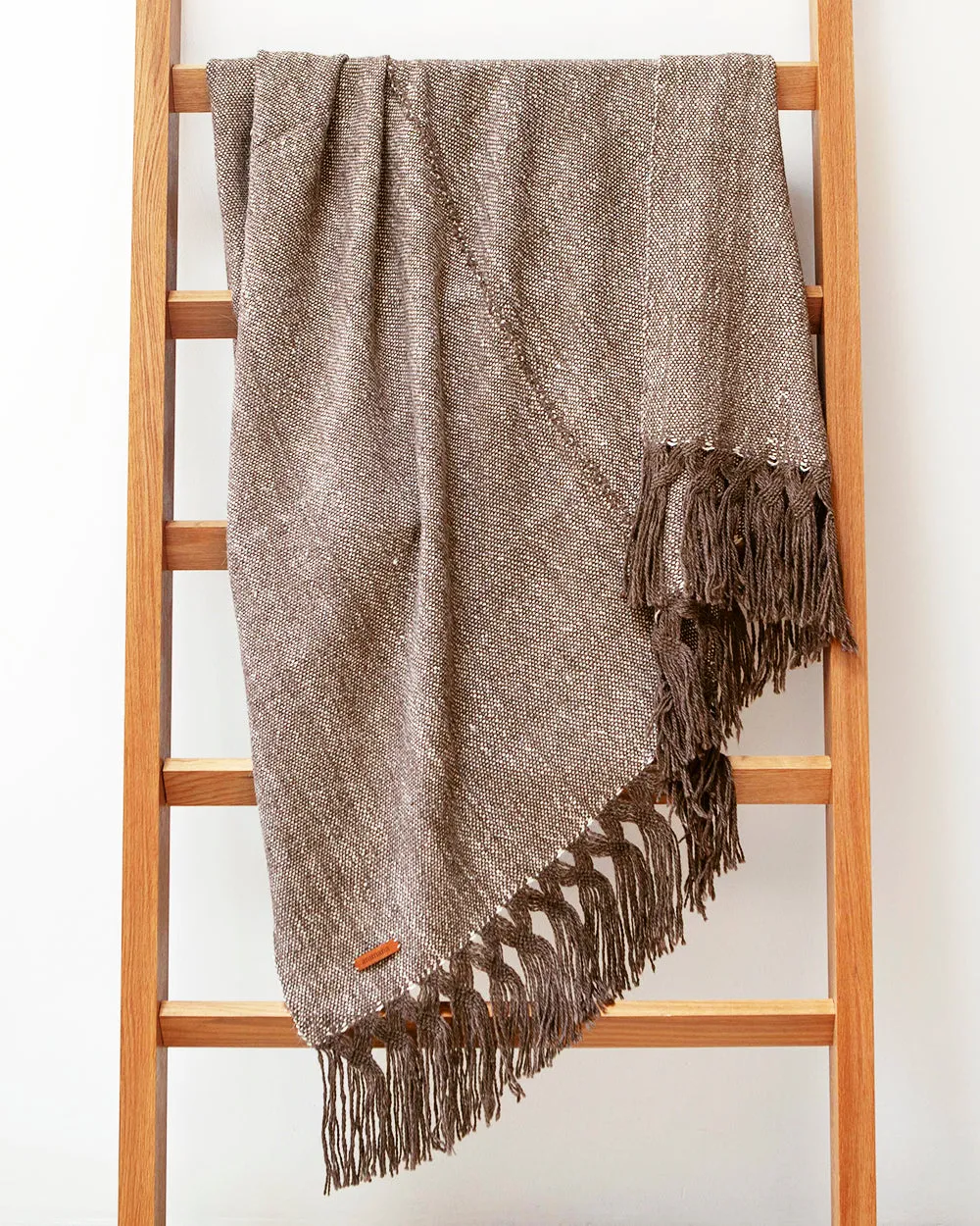 Silk and Llama Wool Double Fringed Throw Blanket