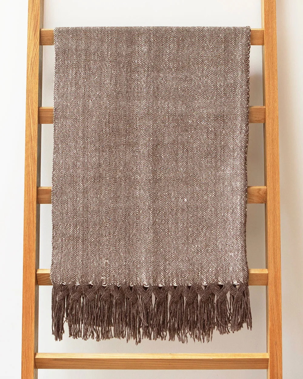 Silk and Llama Wool Double Fringed Throw Blanket