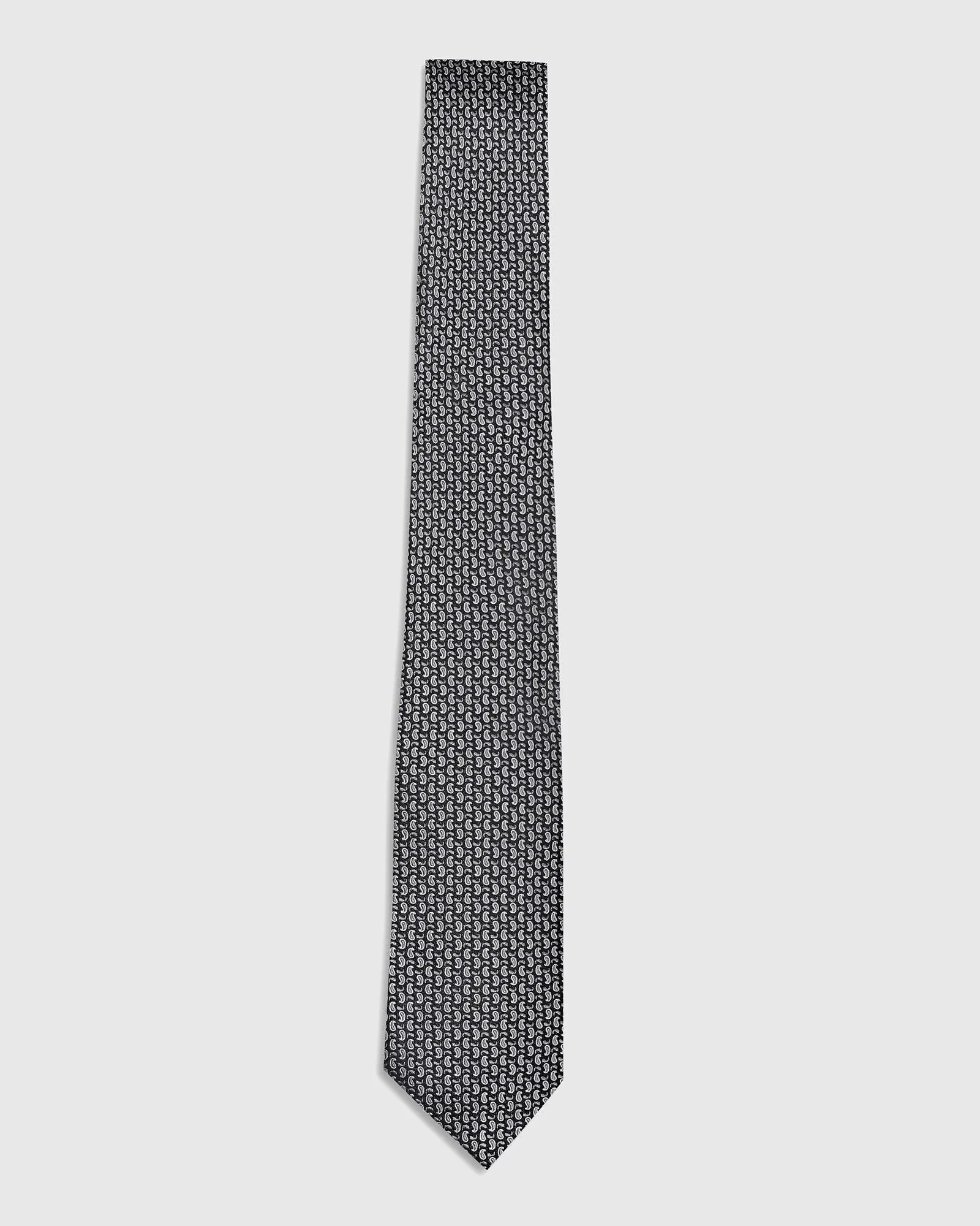 Silk Black Printed Tie - Twin