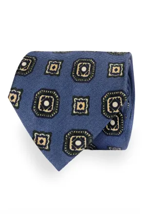 Silk blue patterned tie