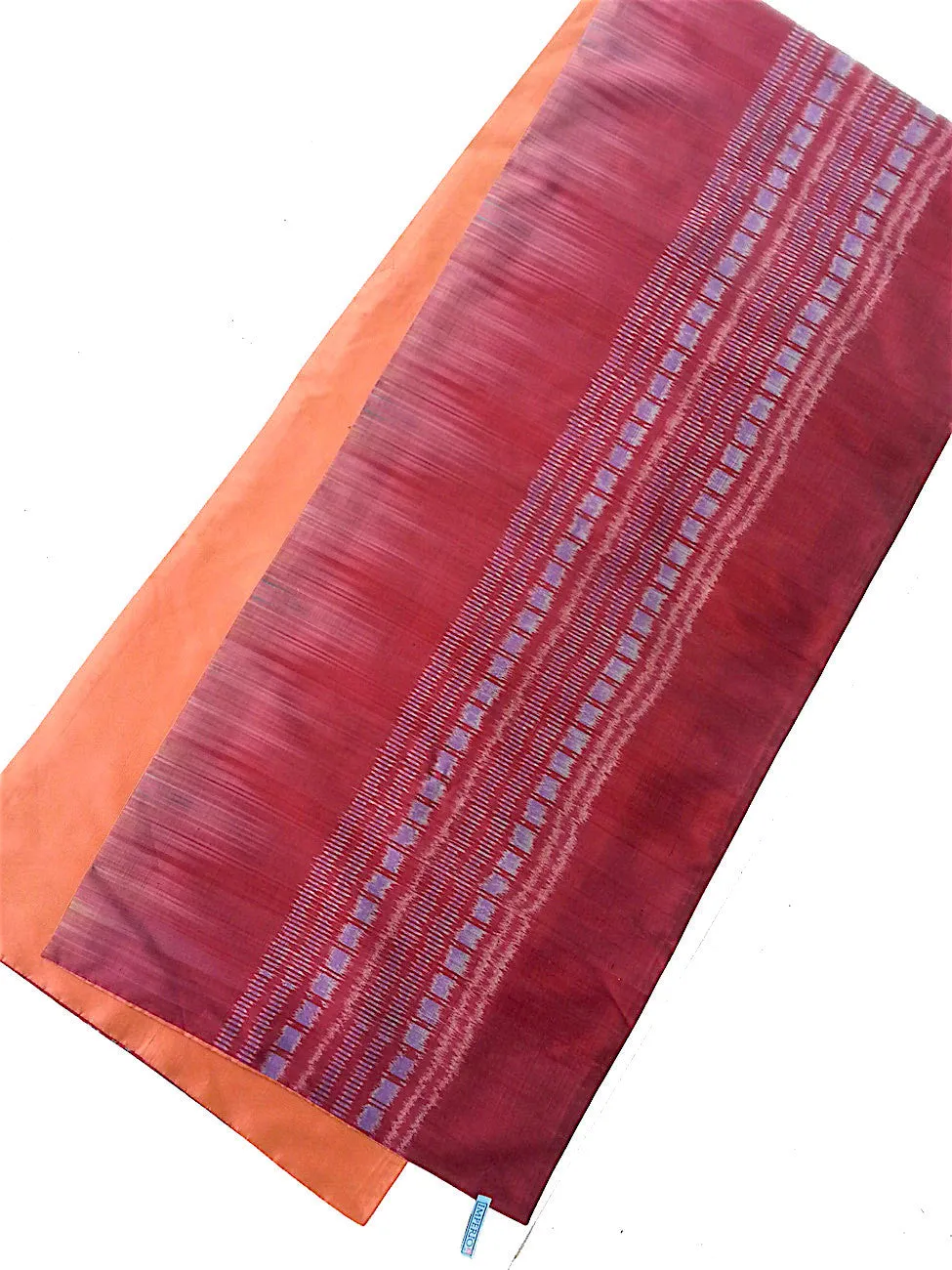 Silk Ikat Double Sided Shawl Garnet Pumpkin