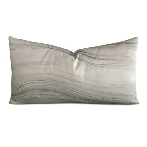 Silk Linen Cream Marble Lumbar Pillow Cover 15x26