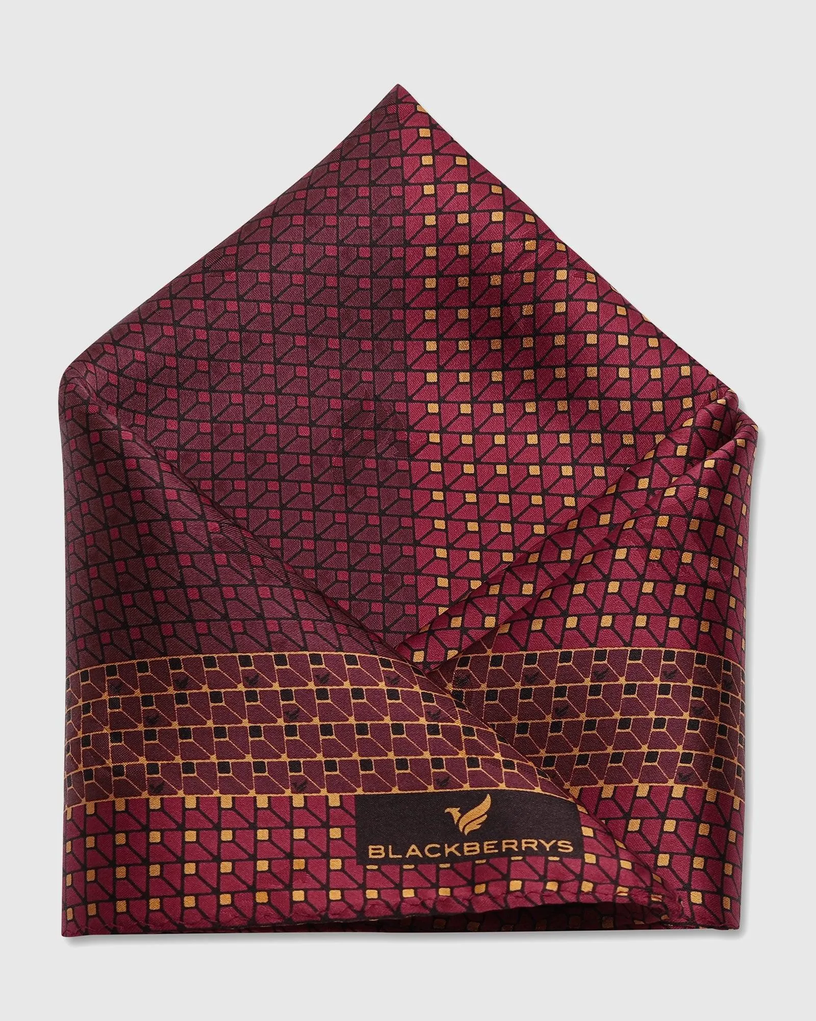 Silk Maroon Printed Pocket Square - Tylell