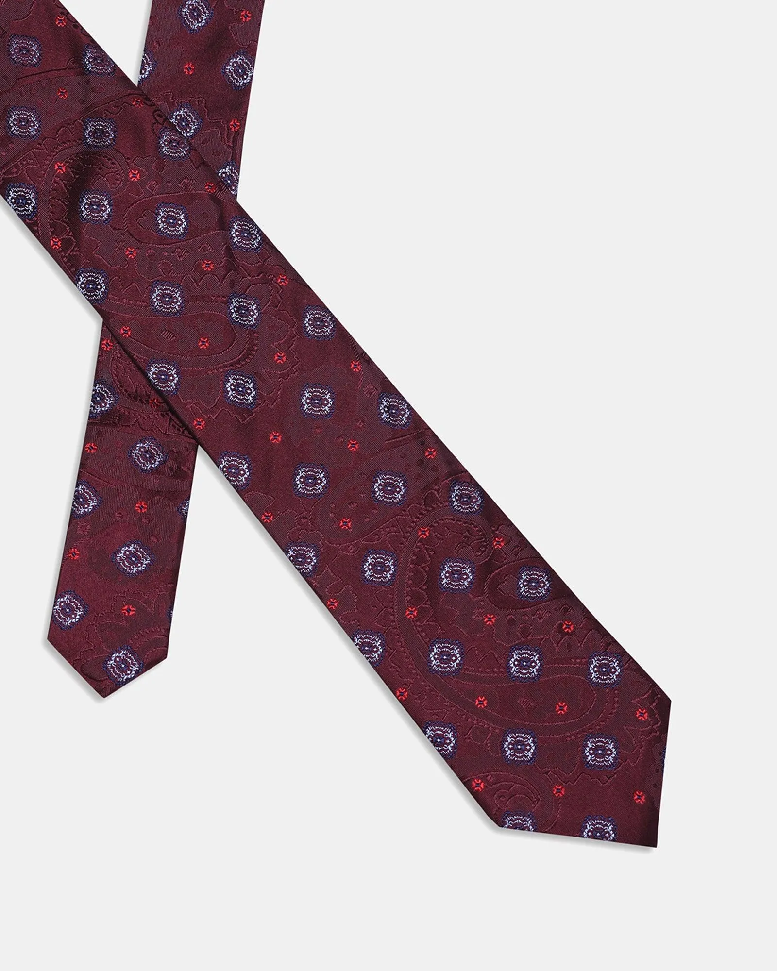 Silk Maroon Printed Tie - New Medella