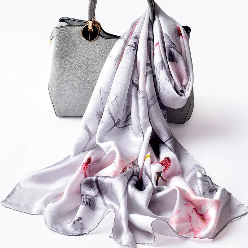 Silk Scarves Silk Printed Long Scarf Women