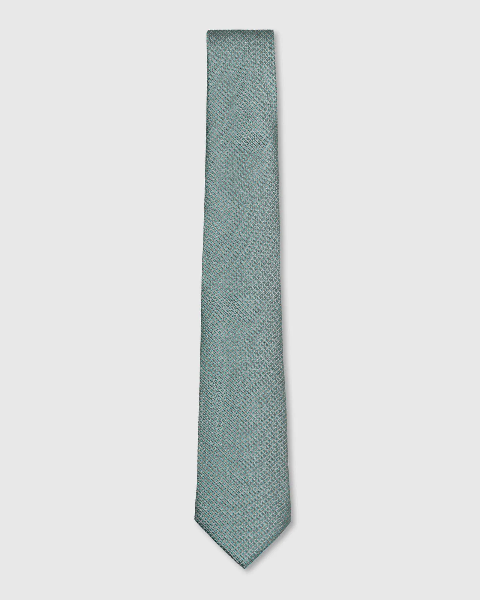 Silk Sea Green Printed Tie - Troy