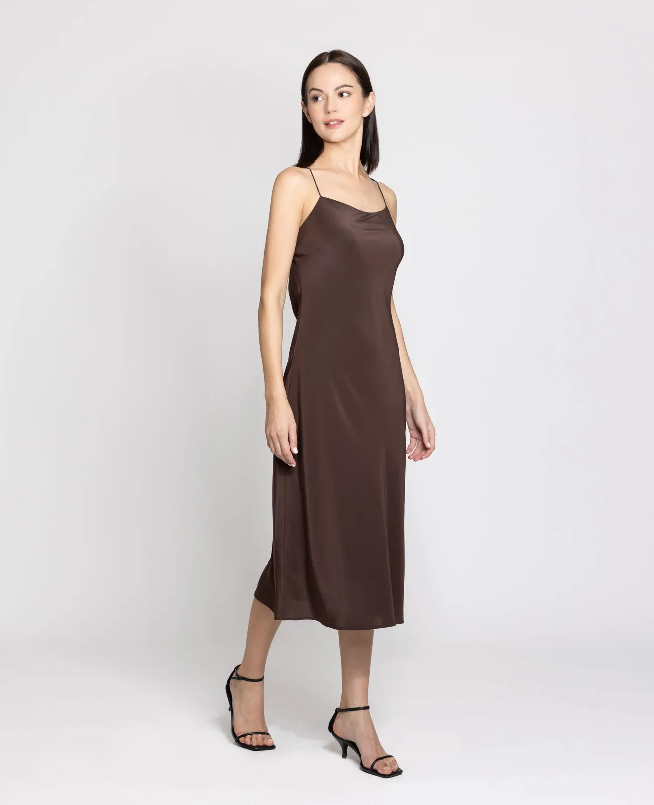 Silk Straight Neck Slip Dress