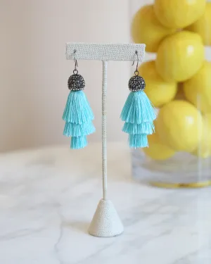 Silk Tassel Earrings | Turquoise