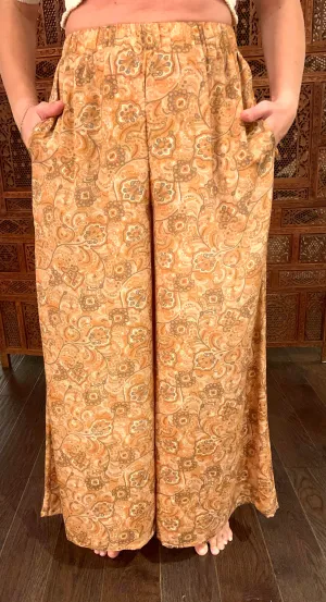 Silk Wide Leg Pant - Golden