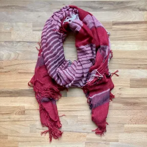 Silk/Cashmere Scarf (Crimson Stripe)