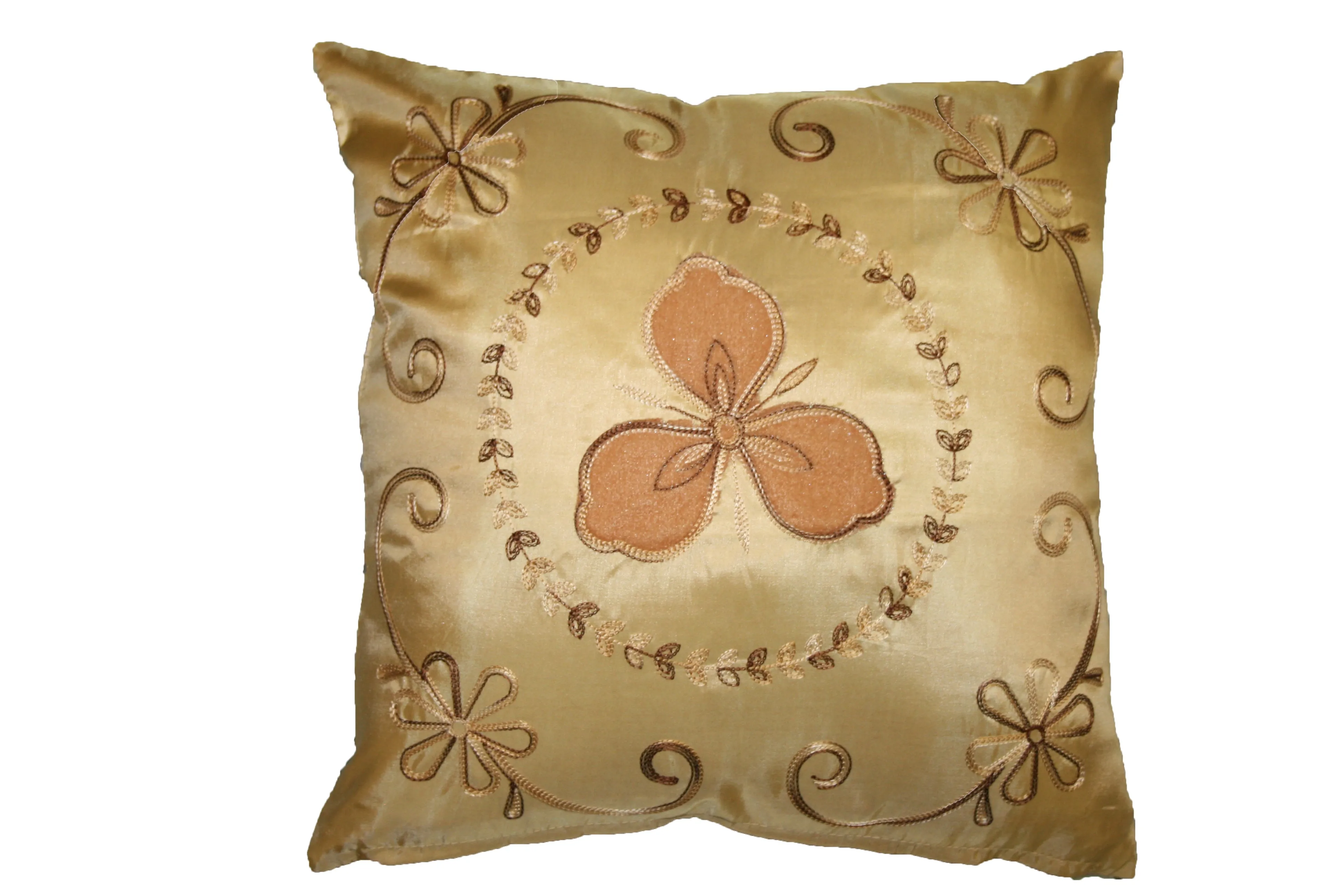 Silky Ornate Embroidered Velvet Floral design Decorative Throw Pillow Covers