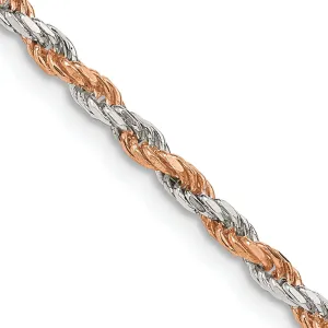 Silver 2.50-mm Rose Vermeil D.C Rope Chain