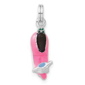 Silver 3-D Pink Enamel Motor Scooter Charm