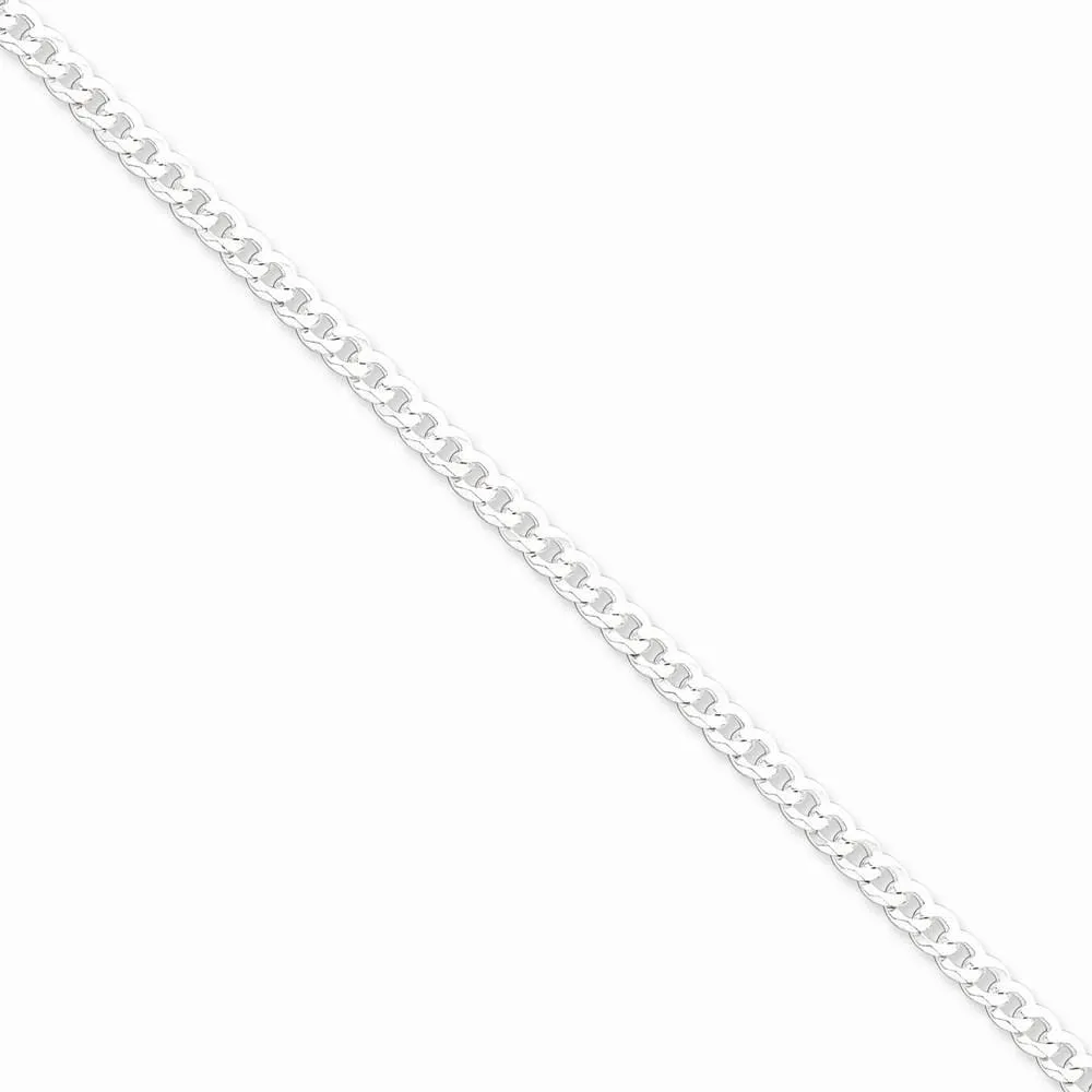 Silver 4.00-mm Solid Beveled Link Curb Chain