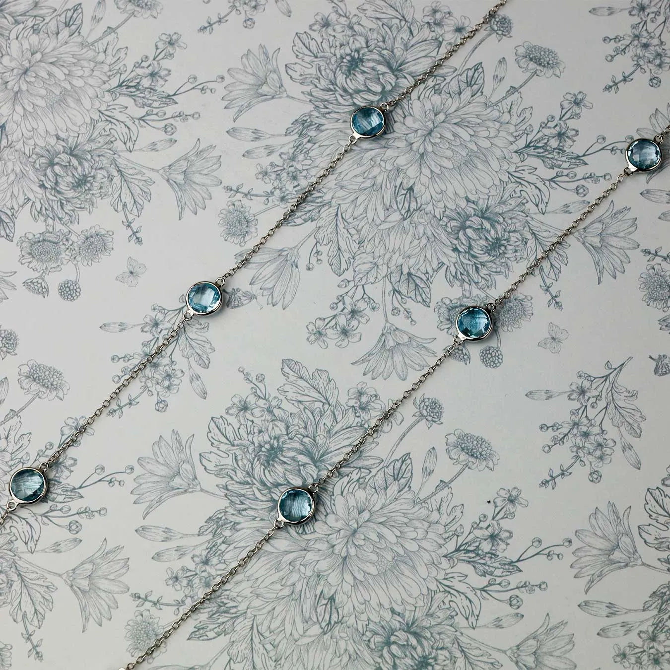 Silver & Blue Topaz Long Necklace