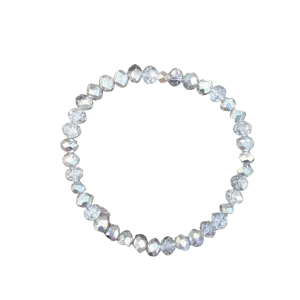 Silver & Clear Faceted Rondelle 6mm Bracelet