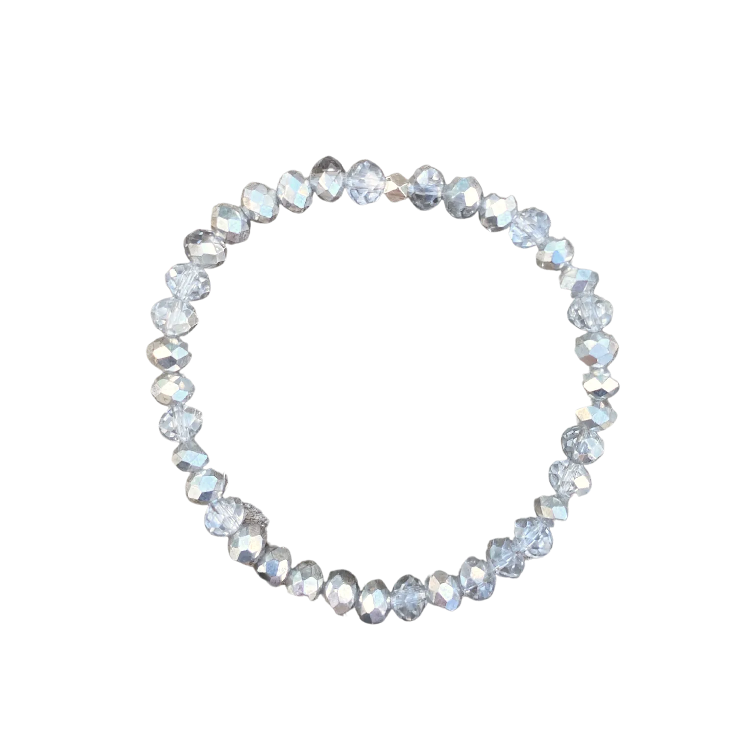 Silver & Clear Faceted Rondelle 6mm Bracelet