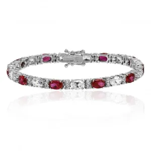 Silver & Co Oval Ruby CZ Bracelet Silver Claw Set SBG0034RU