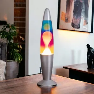 Silver & Rainbow Lava Lamp