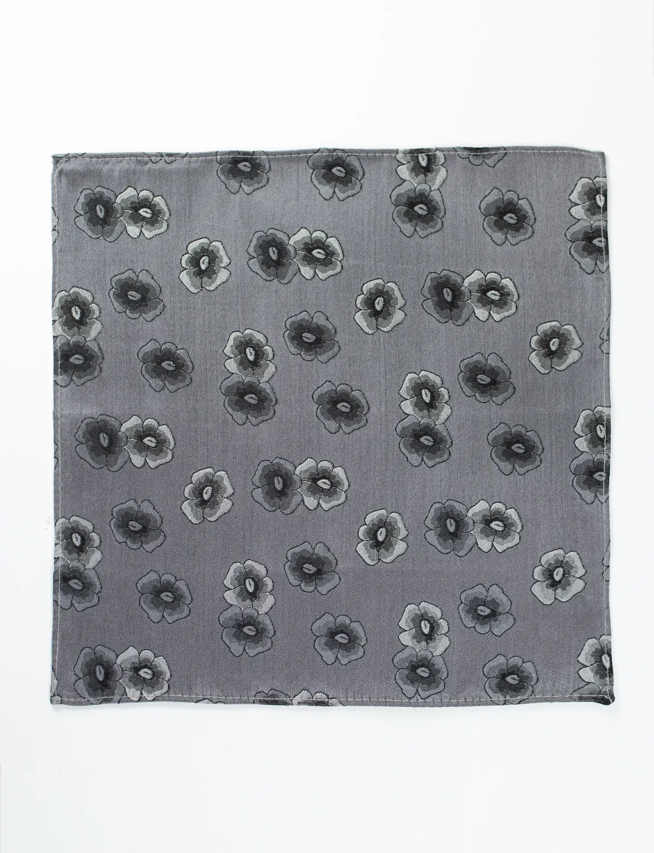 Silver and Black Floral Pocket Square