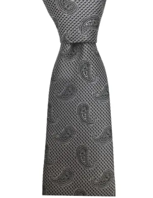 Silver and Black Paisley Men's Tie