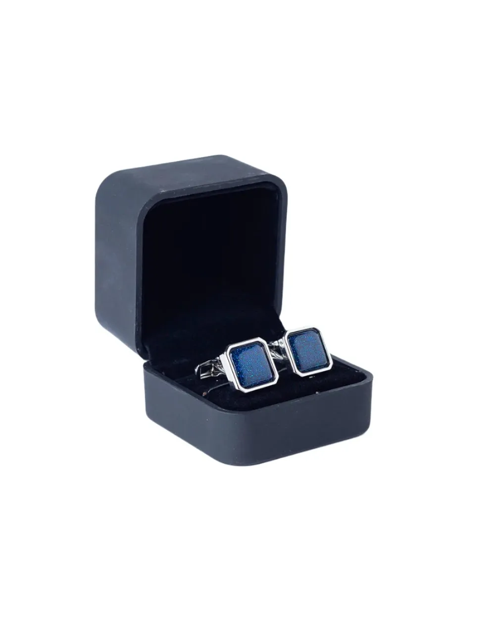 Silver and Blue Sparkle Square Cufflinks