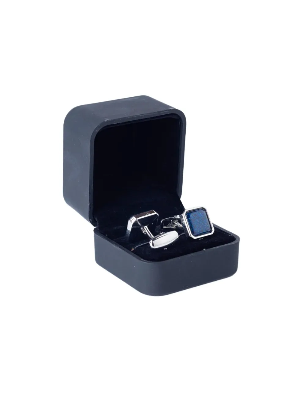 Silver and Blue Sparkle Square Cufflinks