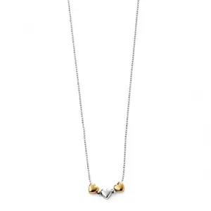 Silver and Gold Plated Detail Heart Necklace N4169