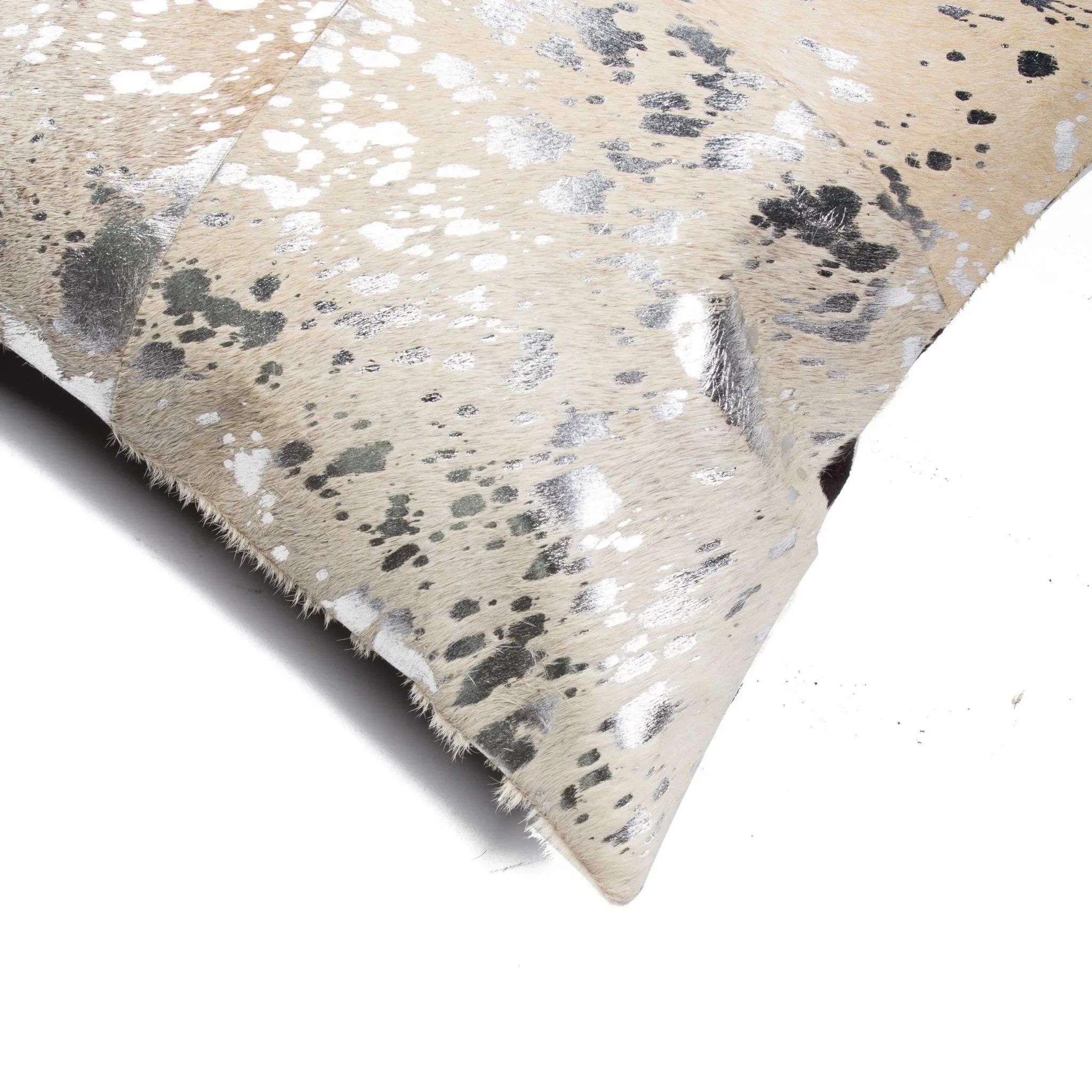 Silver And Gray Cowhide Throw Pillow