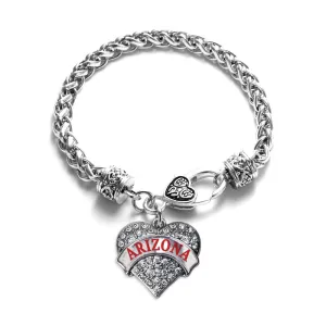 Silver Arizona Pave Heart Charm Braided Bracelet