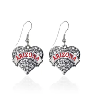 Silver Arizona Pave Heart Charm Dangle Earrings