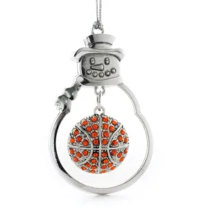 Silver Basketball Charm Snowman Ornament