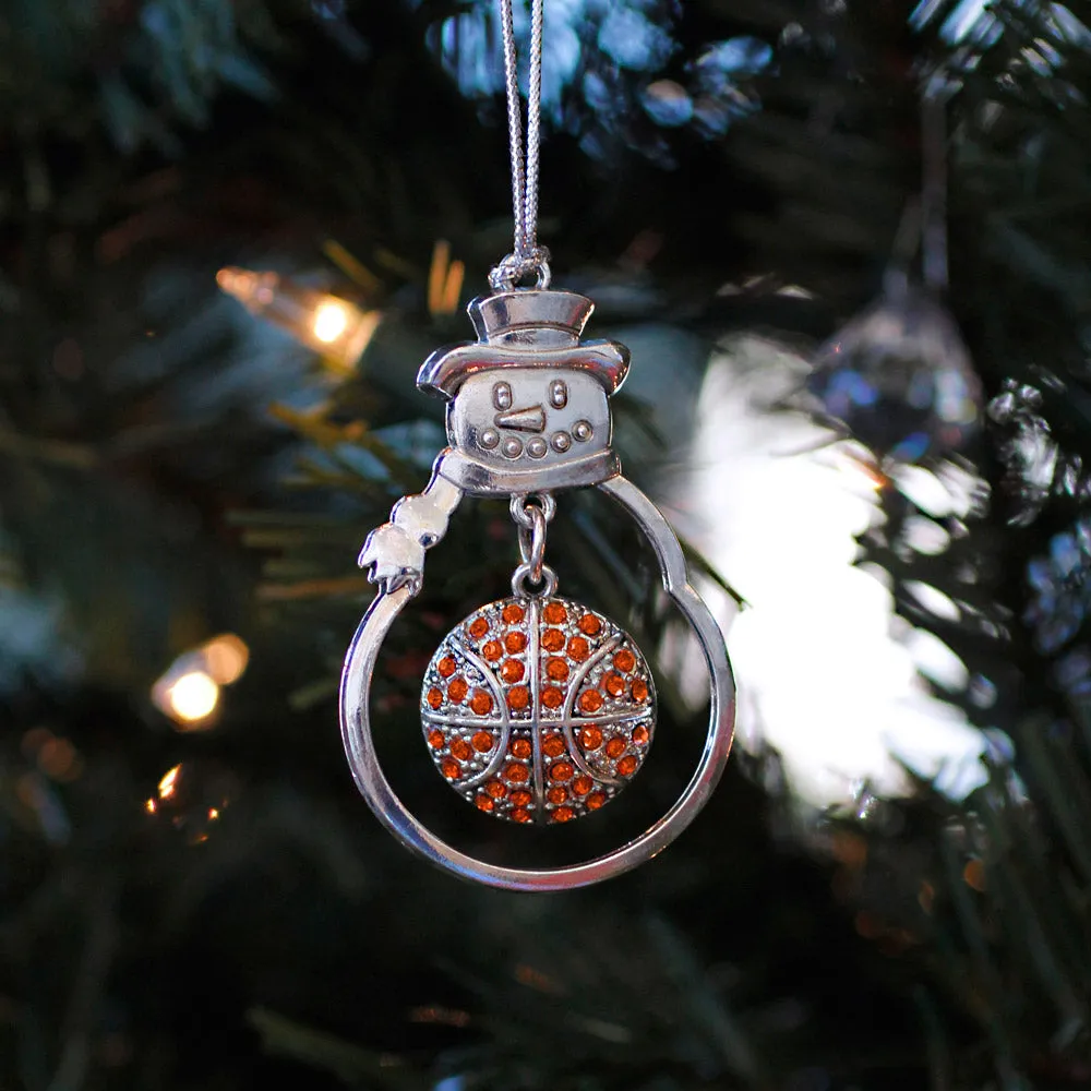 Silver Basketball Charm Snowman Ornament