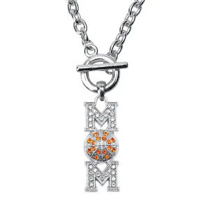 Silver Basketball Mom Charm Toggle Necklace